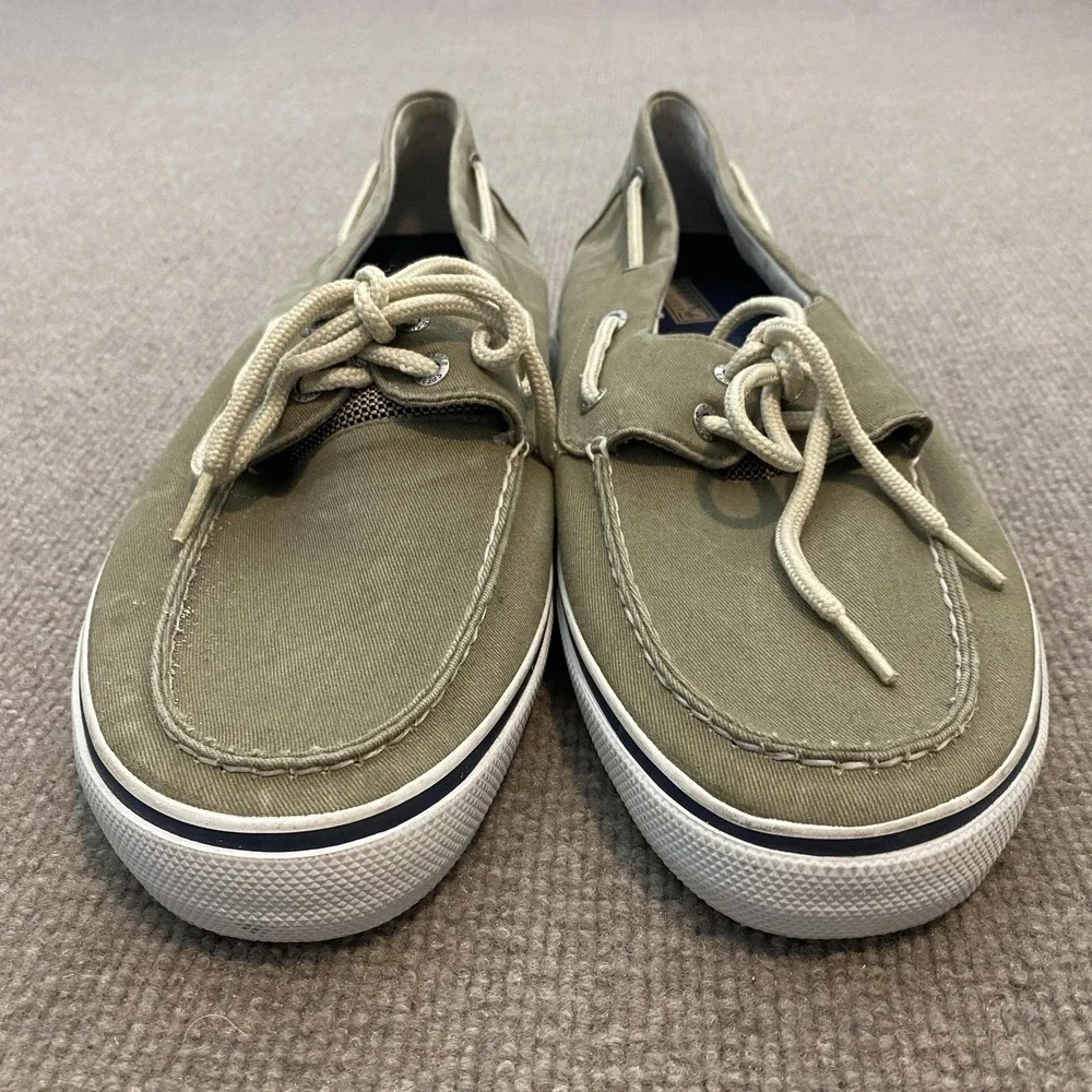 Sperry Top-Sider Boat Shoes Mens Size 13 Green Canvas Casual Deck Non-Slip